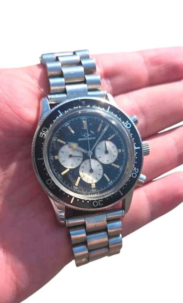 Movado Chronograph Super Sub Sea caliber M95 black dial 1960’s