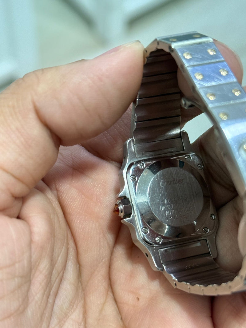 Cartier Santos Carree Automatic Brodeaux/Burgundy Dial Watch