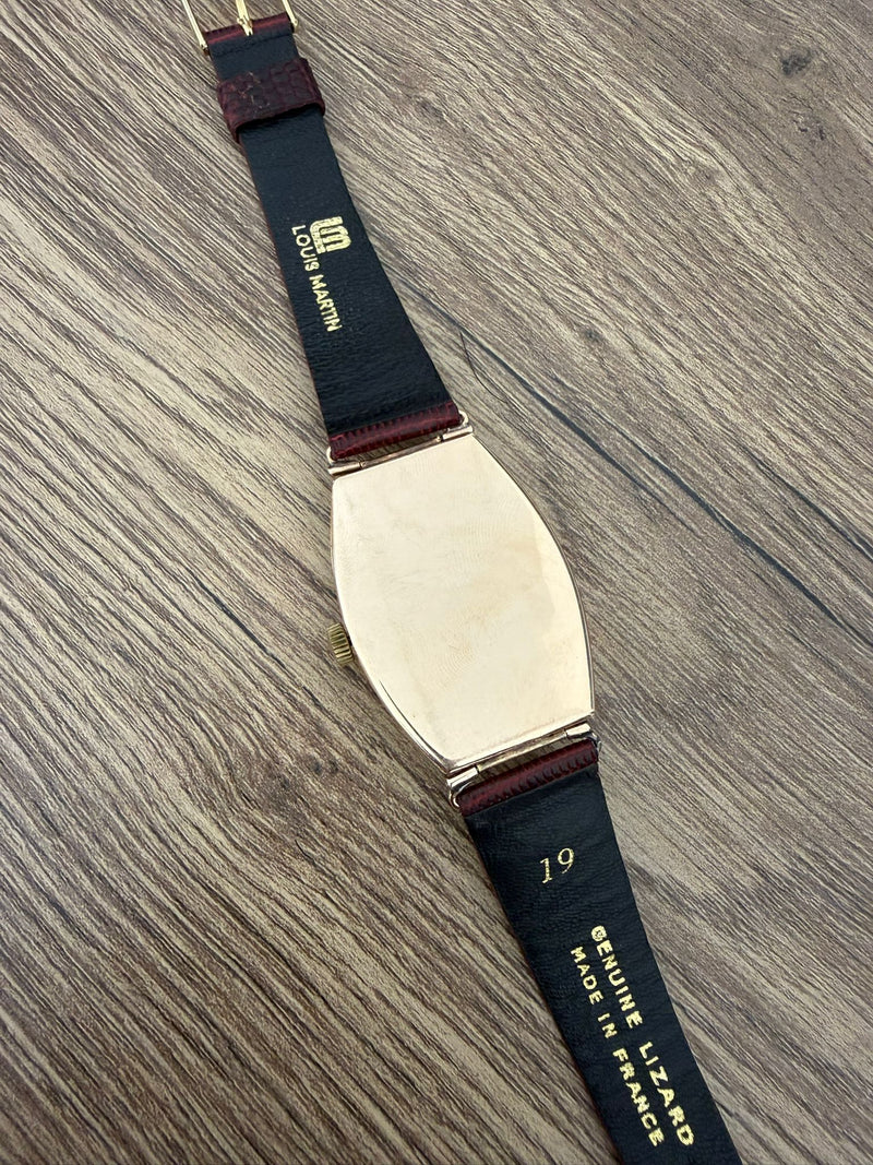 Omega Classic Vintage Tonneau 14K Solid Rose Gold Watch