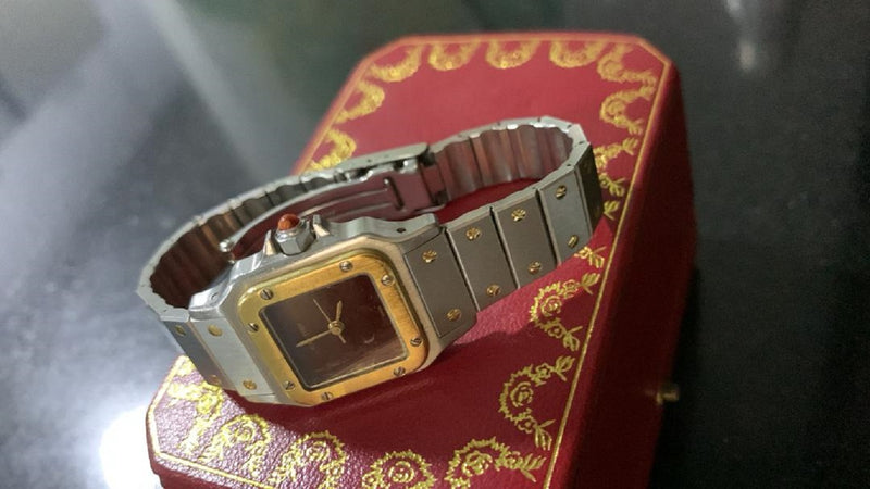 Cartier Santos Carree Automatic Brodeaux/Burgundy Dial Watch