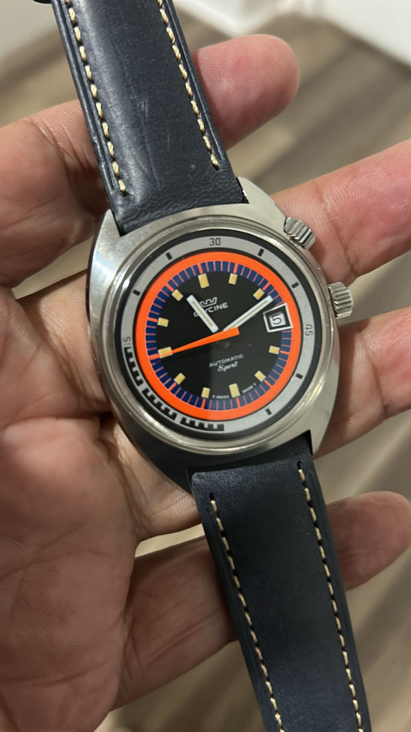 Glycine Airman SST “Sport” Super Compressor Black Dial Automatic Wristwatch NOS