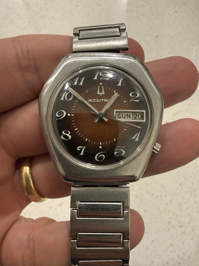 Bulova Accutron 70’s Accutron 218 Stainless Coffin Case Gradient Dial Mens Watch Serviced