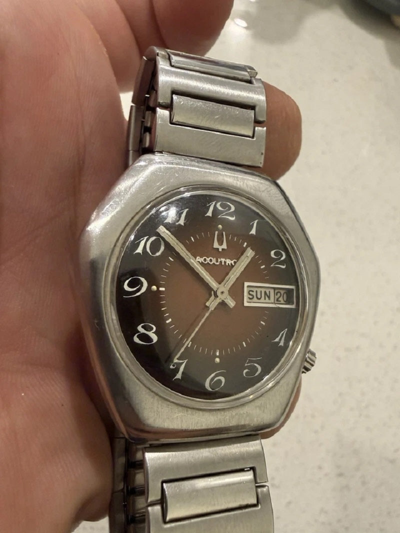 Bulova Accutron 70’s Accutron 218 Stainless Coffin Case Gradient Dial Mens Watch Serviced