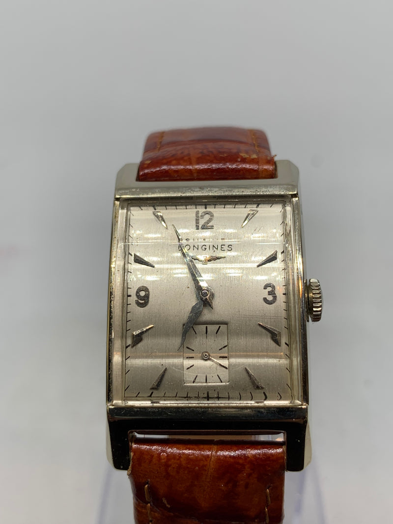 Longines 14K Solid White Gold Curved Case Large Tank Stunning Condition Watch