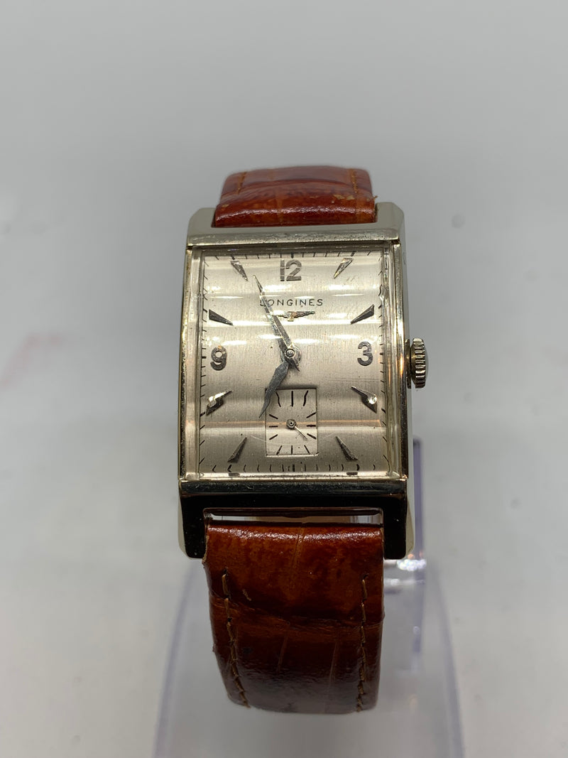 Longines 14K Solid White Gold Curved Case Large Tank Stunning Condition Watch