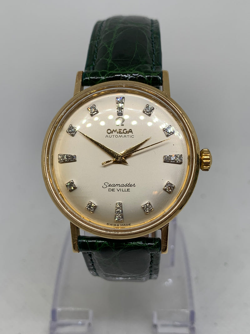 Omega Seamaster DeVille De Ville Automatic 18K Solid Gold Factory diamond dial Watch Stunning Condition