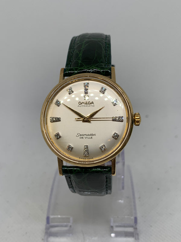 Omega Seamaster DeVille De Ville Automatic 18K Solid Gold Factory diamond dial Watch Stunning Condition