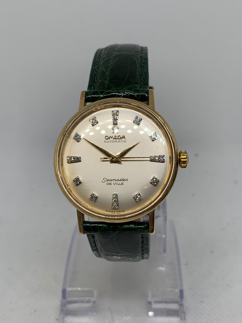 Omega Seamaster DeVille De Ville Automatic 18K Solid Gold Factory diamond dial Watch Stunning Condition