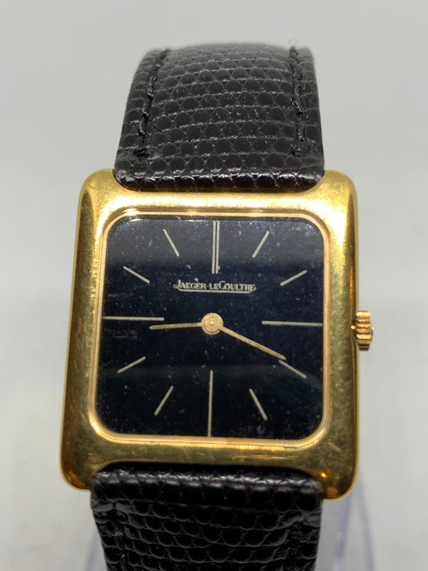 Jaeger-LeCoultre Classic Tank Style Vintage Mens Solid 18K Gold Watch