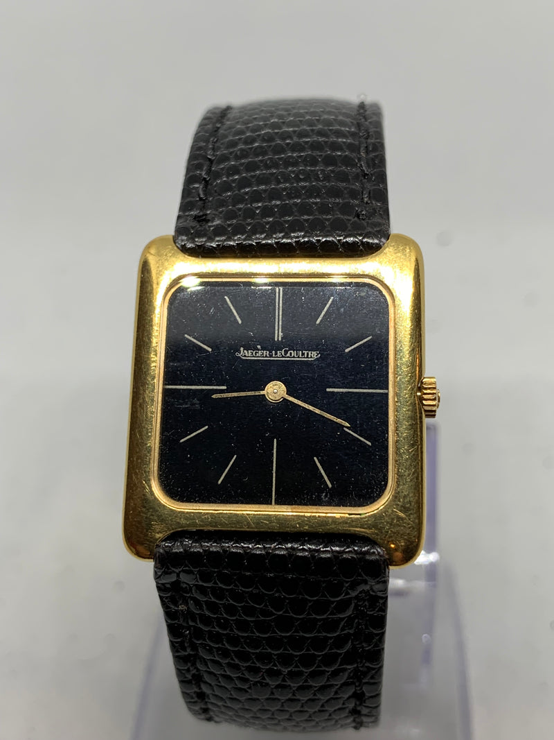 Jaeger-LeCoultre Classic Tank Style Vintage Mens Solid 18K Gold Watch