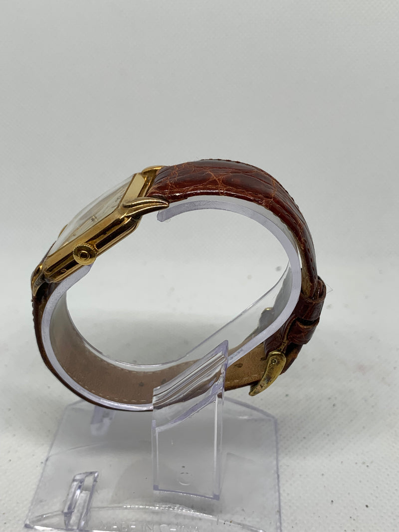 Omega Large Tank Solid 14K Gold Watch