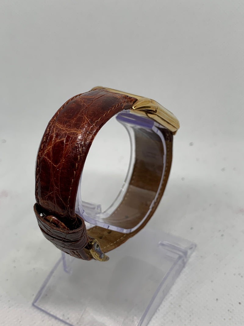 Omega Large Tank Solid 14K Gold Watch