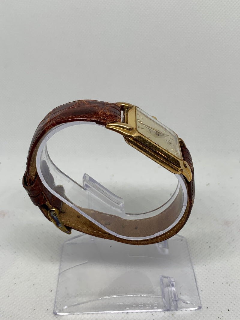 Omega Large Tank Solid 14K Gold Watch