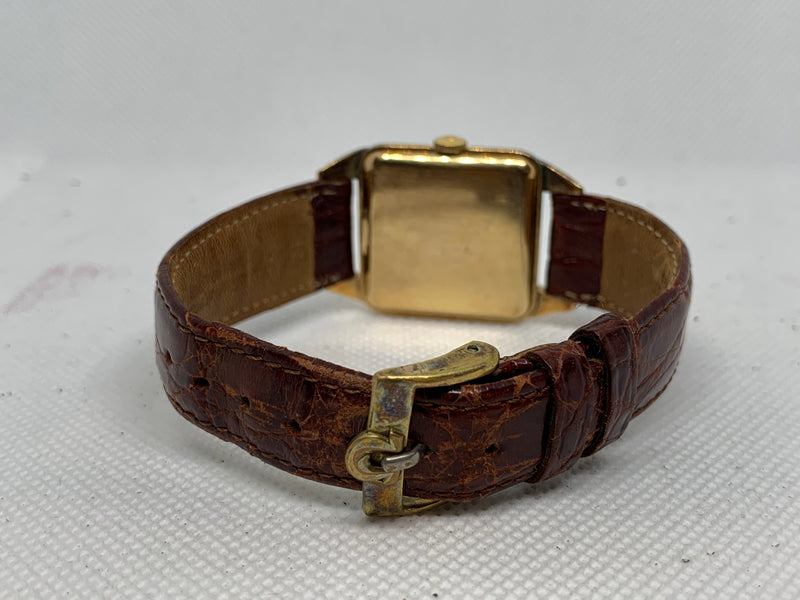 Omega Large Tank Solid 14K Gold Watch