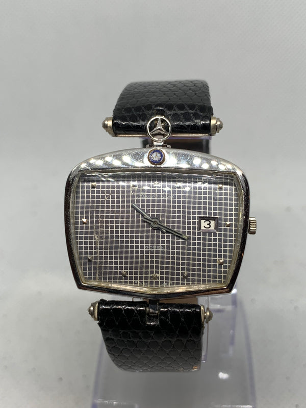 Bueche Girod Mercedes Benz 11702 Car Radiator Grille Tristar Date Automatic 1960's 37mm - 18K Solid White Gold - Very rare 1960's vintage Original Box