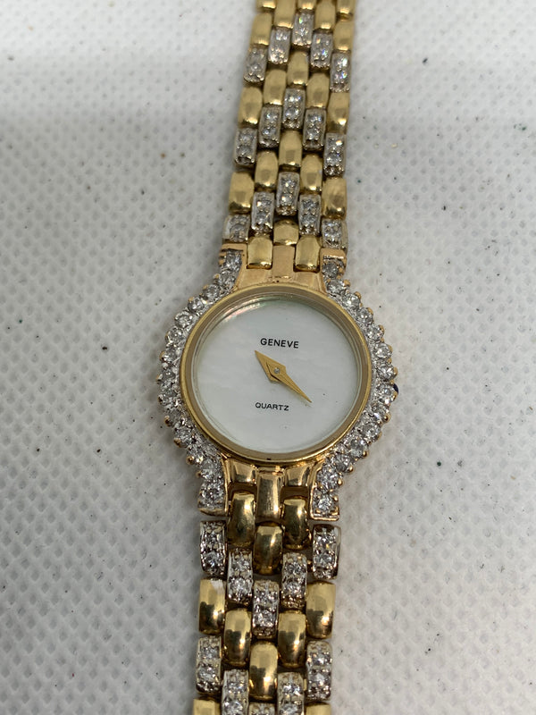 Geneve 14K Solid Yellow Gold Ladies Watch ~3TCW FACTORY DIAMONDS