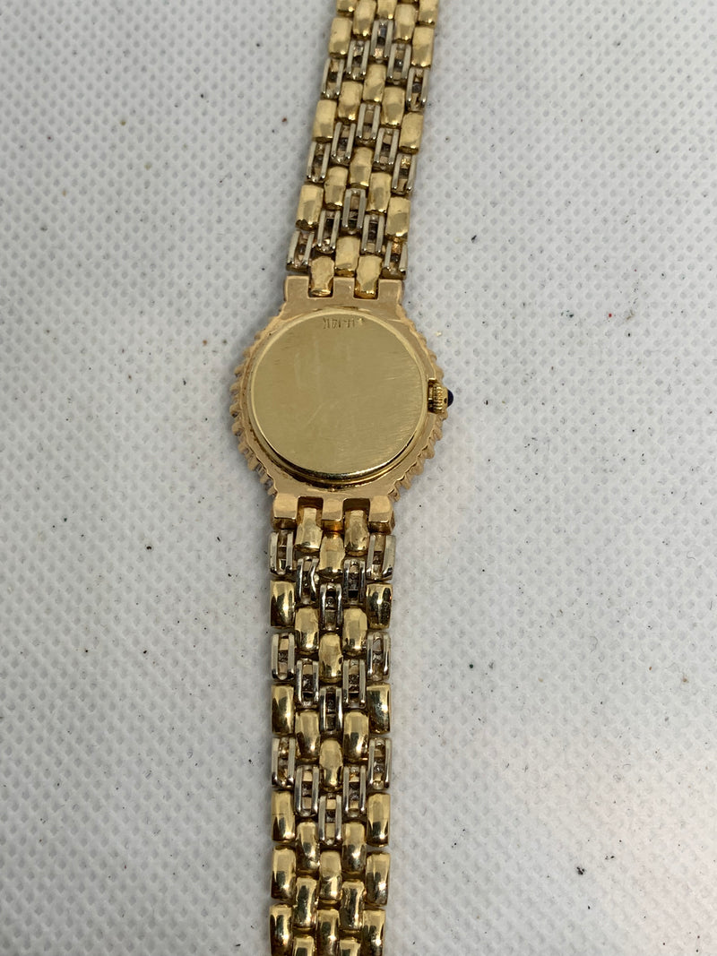 Geneve 14K Solid Yellow Gold Ladies Watch ~3TCW FACTORY DIAMONDS