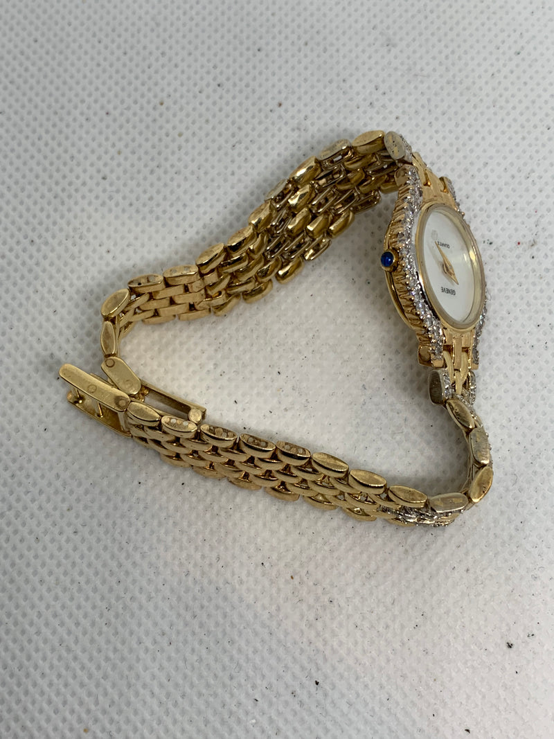 Geneve 14K Solid Yellow Gold Ladies Watch ~3TCW FACTORY DIAMONDS