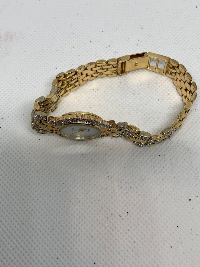 Geneve 14K Solid Yellow Gold Ladies Watch ~3TCW FACTORY DIAMONDS