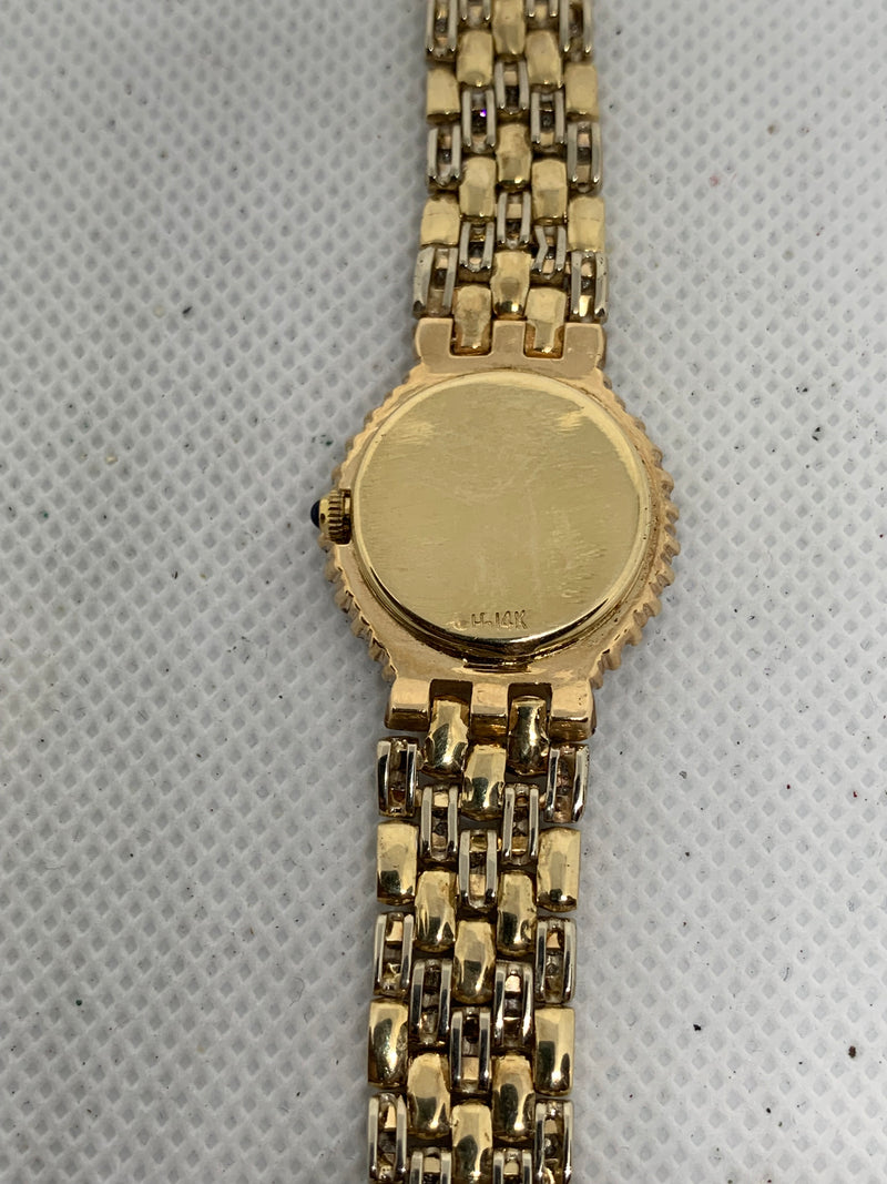 Geneve 14K Solid Yellow Gold Ladies Watch ~3TCW FACTORY DIAMONDS