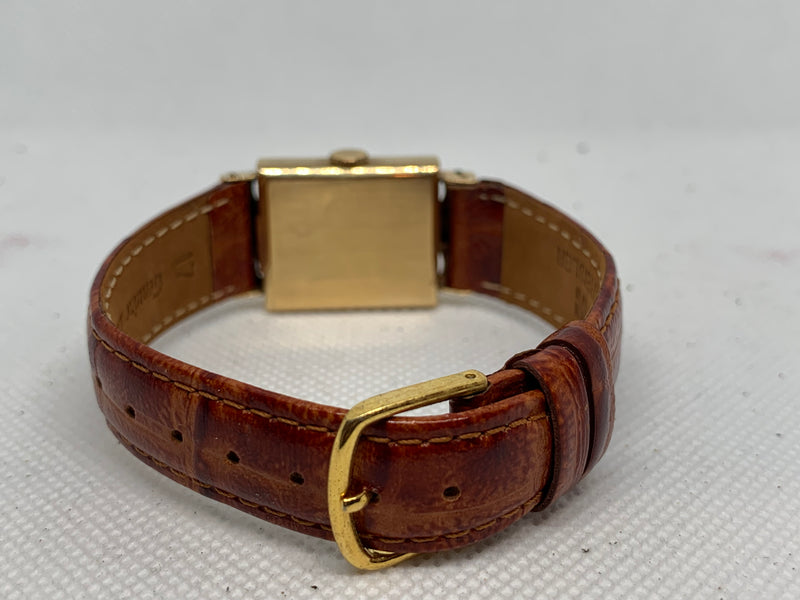 Gotham Deluxe Vintage 14k Solid Gold Watch with Diamonds 17 jewel