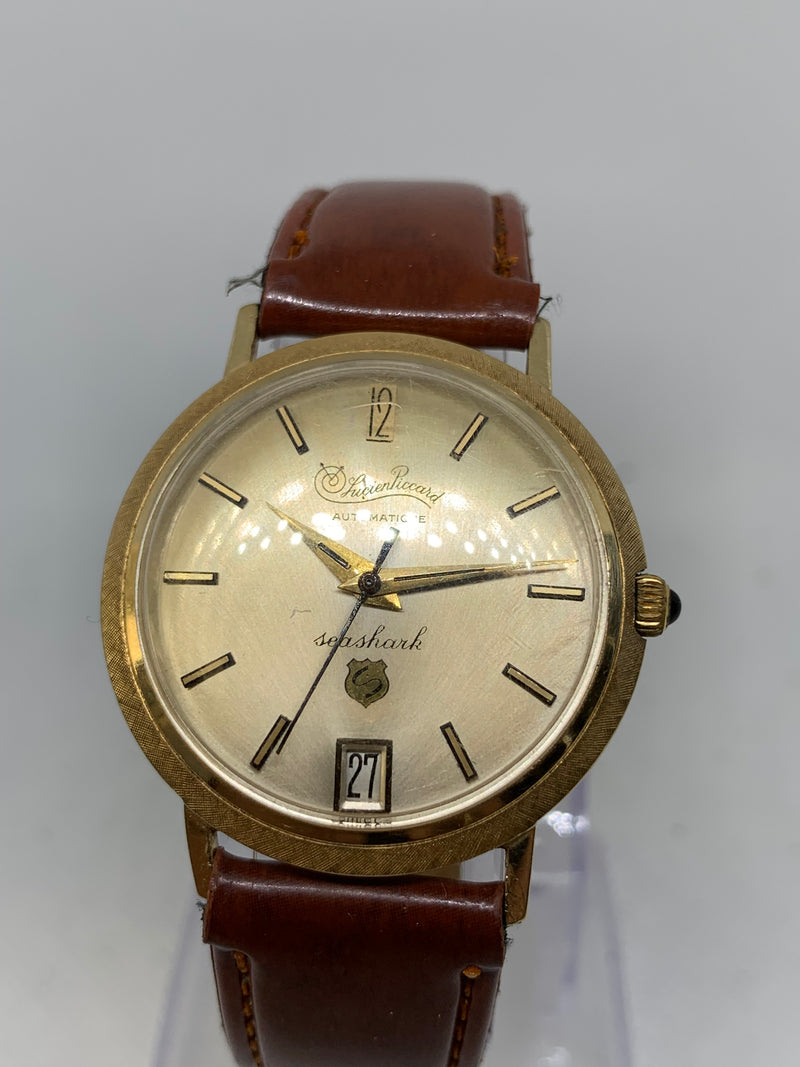 Lucien Piccard Automatic Seashark Vintage 14k Solid Gold Watch