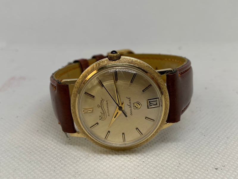 Lucien Piccard Automatic Seashark Vintage 14k Solid Gold Watch