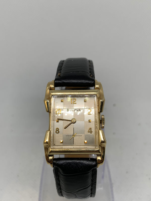 Bulova Tank 14K Solid Gold Watch