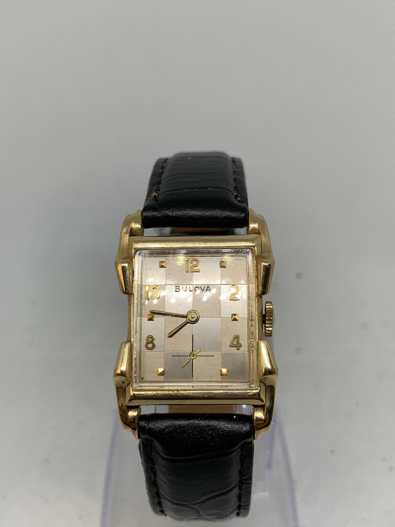 Bulova Tank 14K Solid Gold Watch