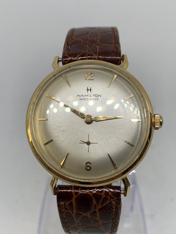 Hamilton Solid 14K (585) Gold Masterpiece Classic Dress Vintage Excellent Original Box Swiss Made