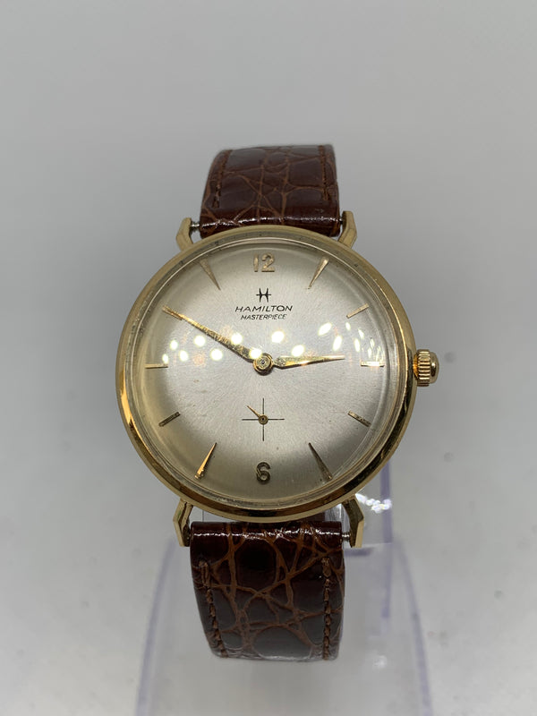 Hamilton Solid 14K (585) Gold Masterpiece Classic Dress Vintage Excellent Original Box Swiss Made