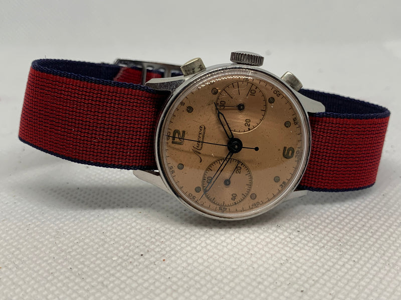 Minerva Salmon Dial Vintage Chronograph WOW
