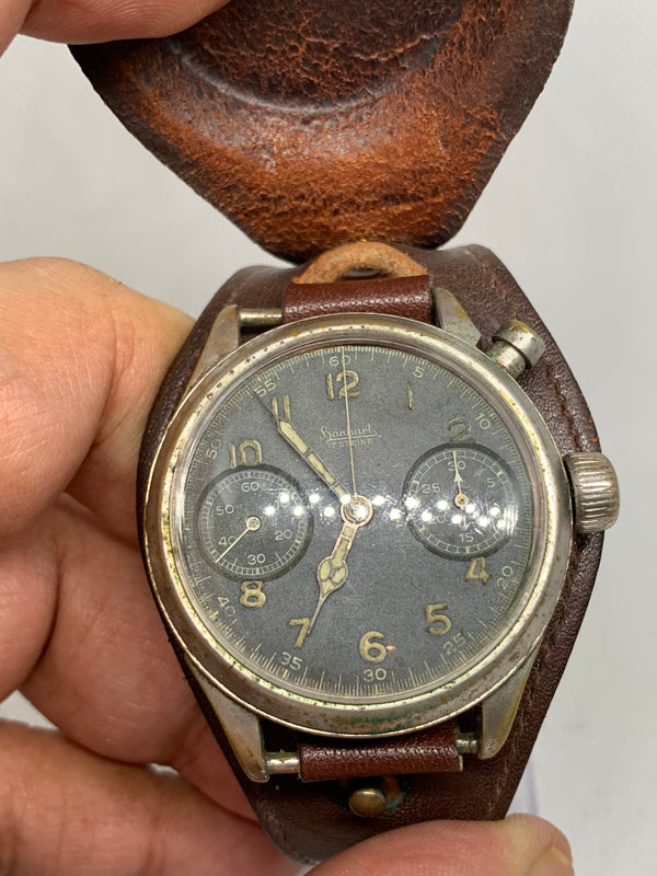 Hanhart Vintage Monopusher Eindrücker Chronograph WW2 Cal.40/50