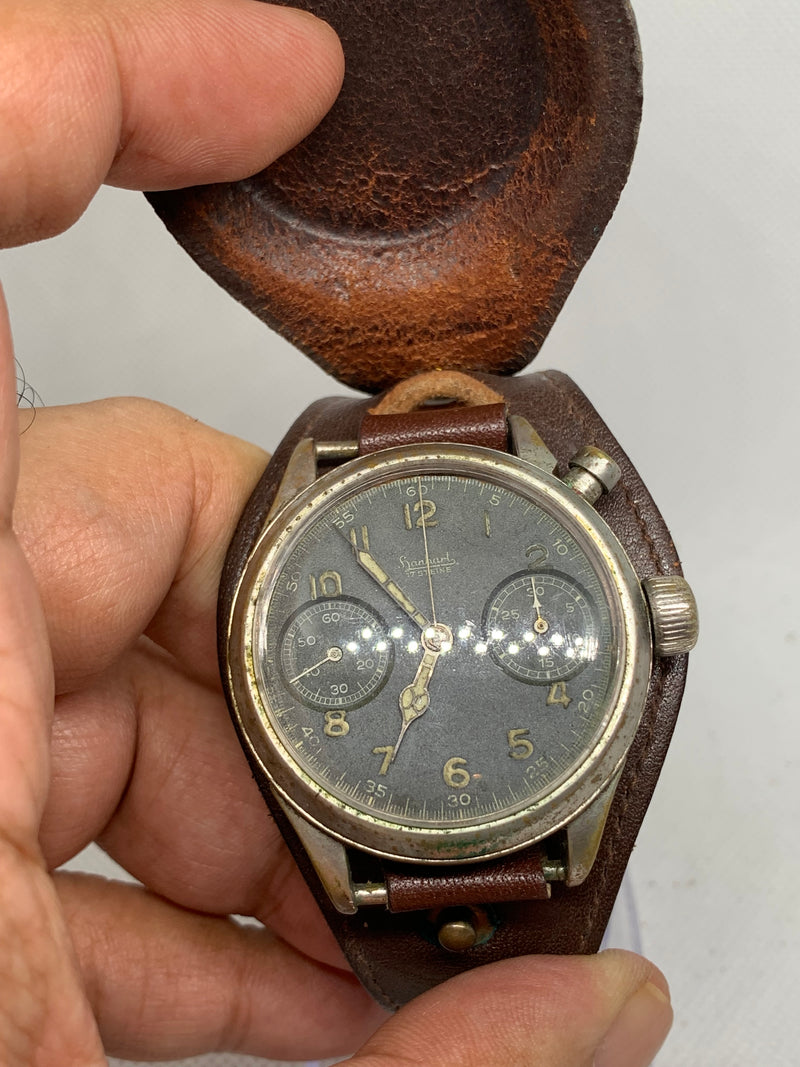 Hanhart Vintage Monopusher Eindrücker Chronograph WW2 Cal.40/50