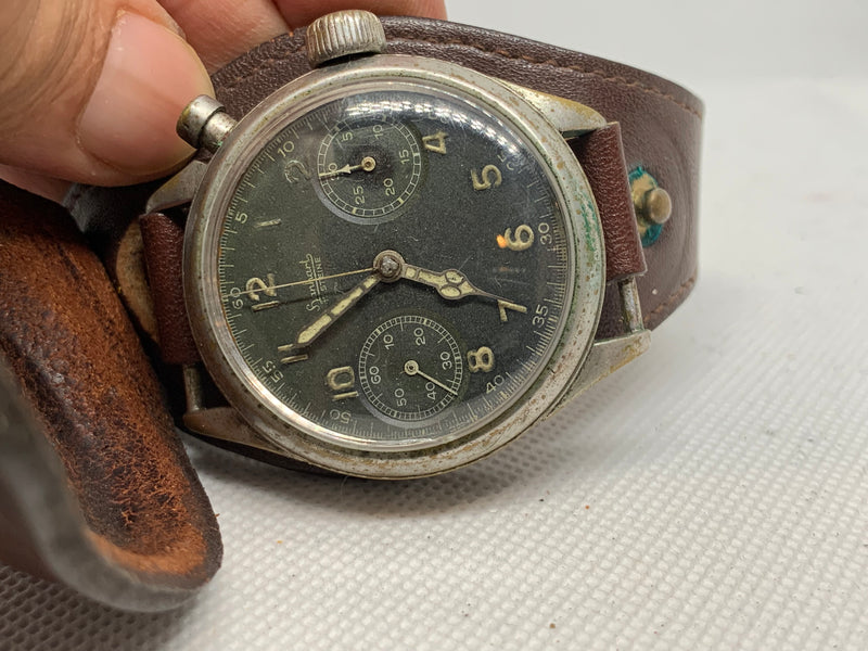 Hanhart Vintage Monopusher Eindrücker Chronograph WW2 Cal.40/50