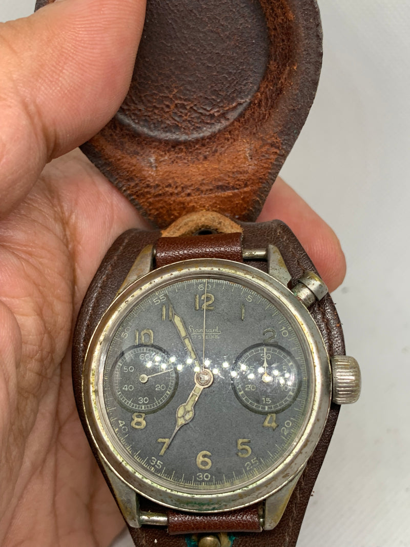 Hanhart Vintage Monopusher Eindrücker Chronograph WW2 Cal.40/50