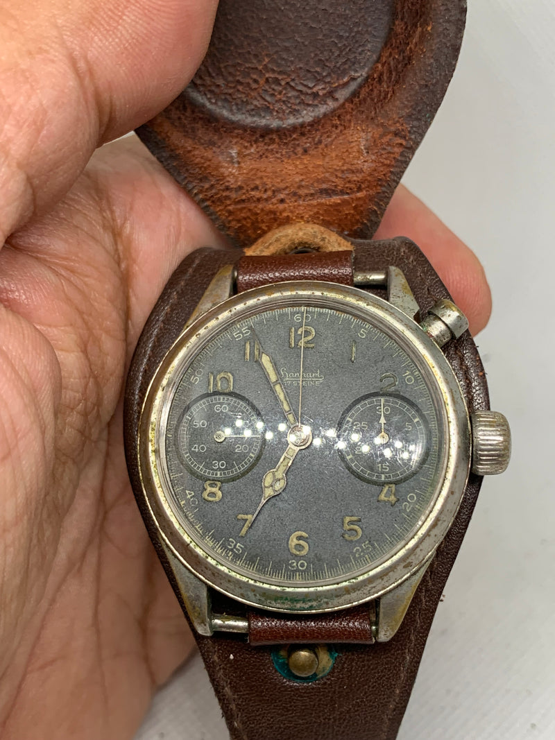 Hanhart Vintage Monopusher Eindrücker Chronograph WW2 Cal.40/50