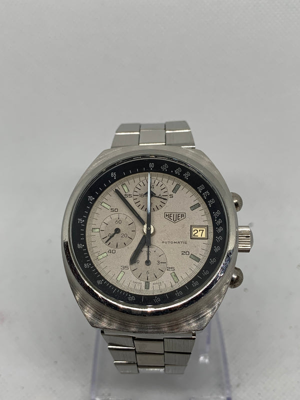 Heuer Pewter Stainless Steel Chronograph