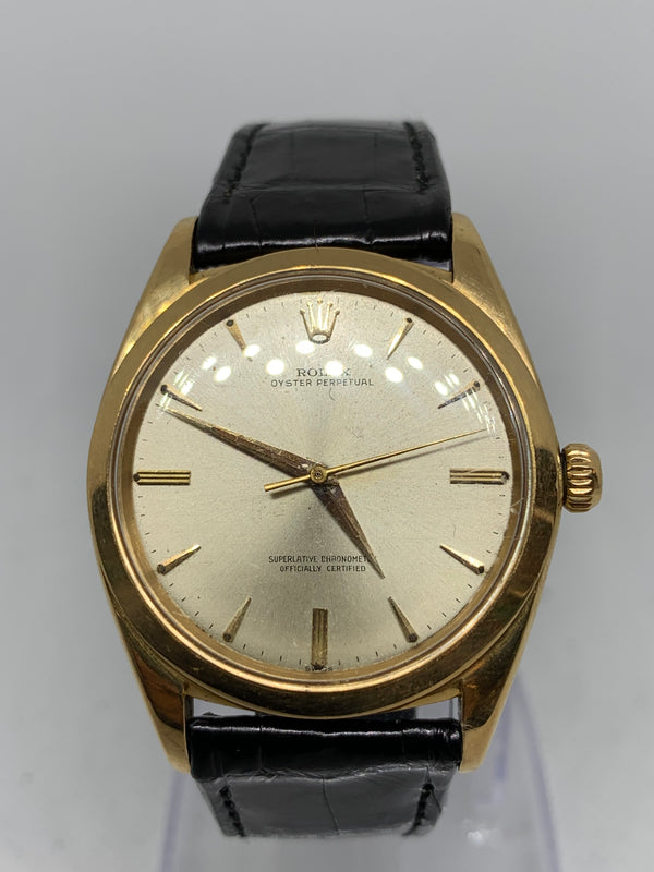 Rolex Oyster Perpetual 36 Ref 1012 Ultra Rare Ca. 1960s 18K Solid Gold Very Rare Only this one available for Sale in whole World