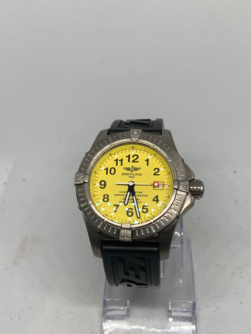 Breitling Avenger Seawolf E17370 44mm Yellow Dial Titanium Rubber Strap