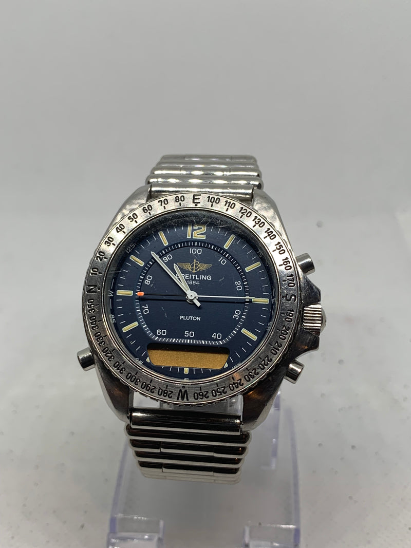 Breitling Pluton Chrono Blue Dial Stainless 41mm Quartz Men’s Watch A51038