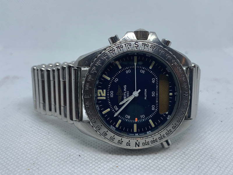 Breitling Pluton Chrono Blue Dial Stainless 41mm Quartz Men’s Watch A51038