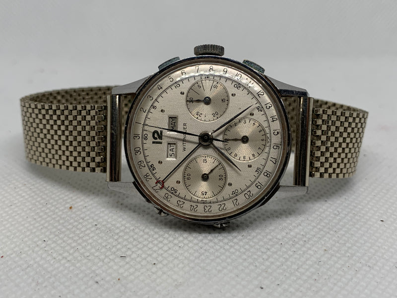 Wittnauer Vintage Chronograph Val. 72c Triple Date Calendar 3 Registers Steel