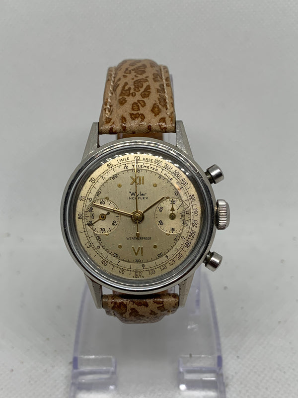 Wyler chronograph Valjoux 23 Silver dial 1960’s