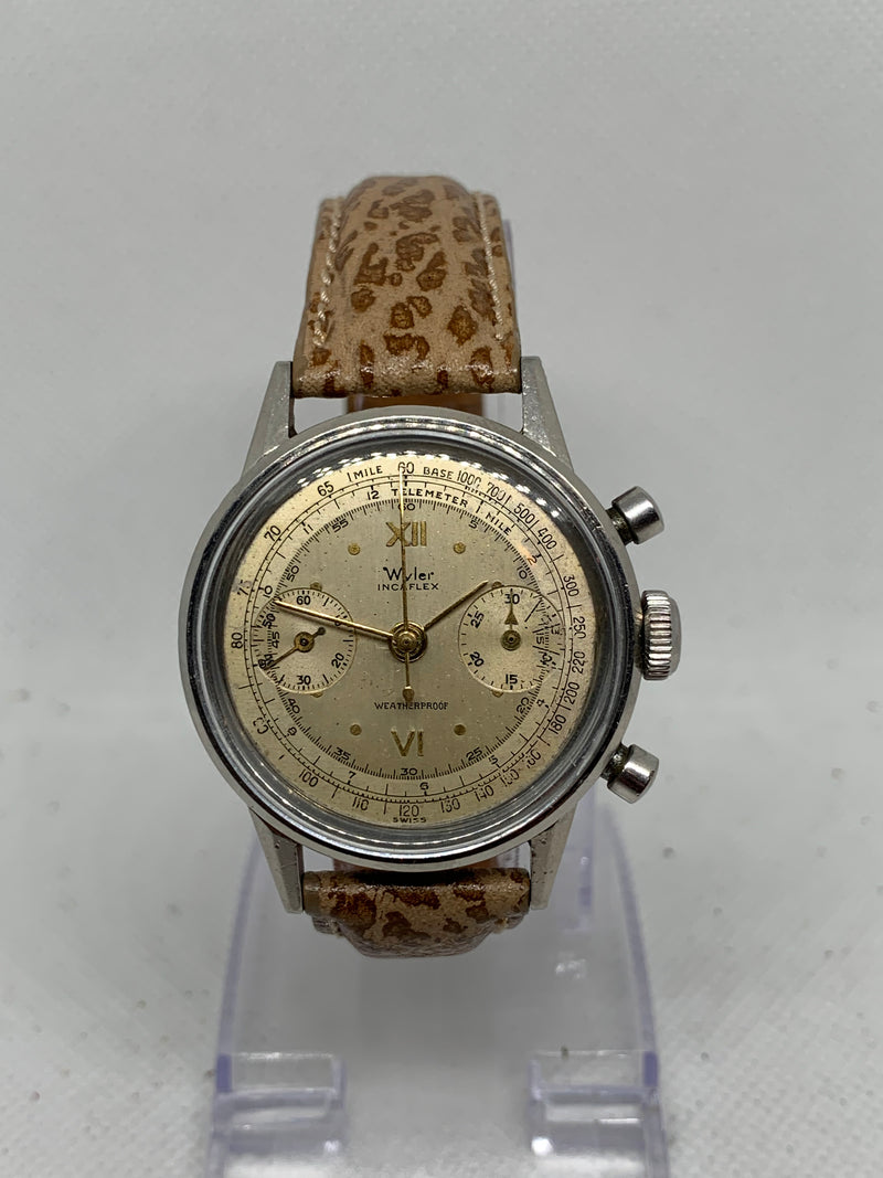 Wyler chronograph Valjoux 23 Silver dial 1960’s