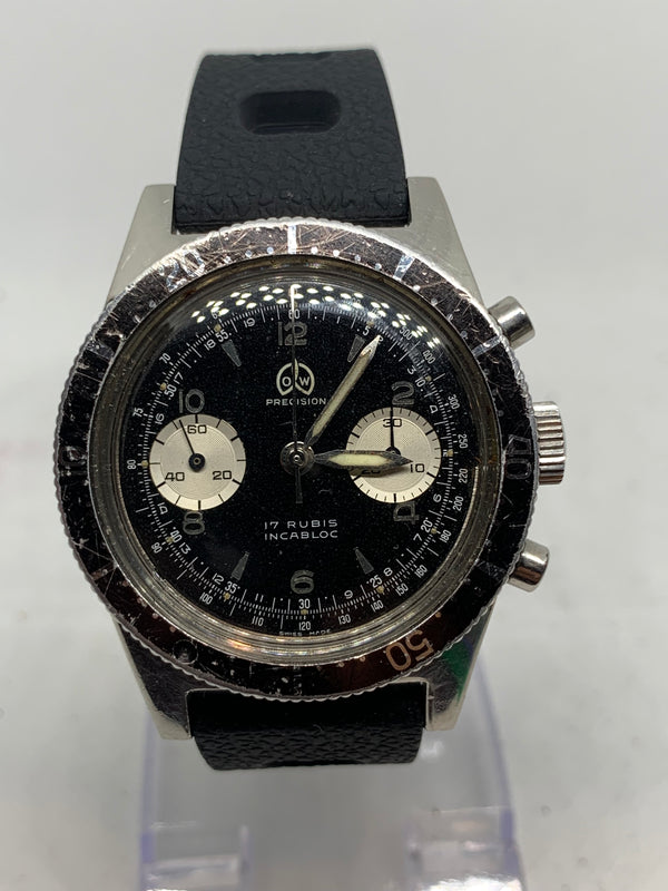 Ollech & Wajs Vintage 1960's Diver Chronograph 38mm Original Dial Rotating Bezel