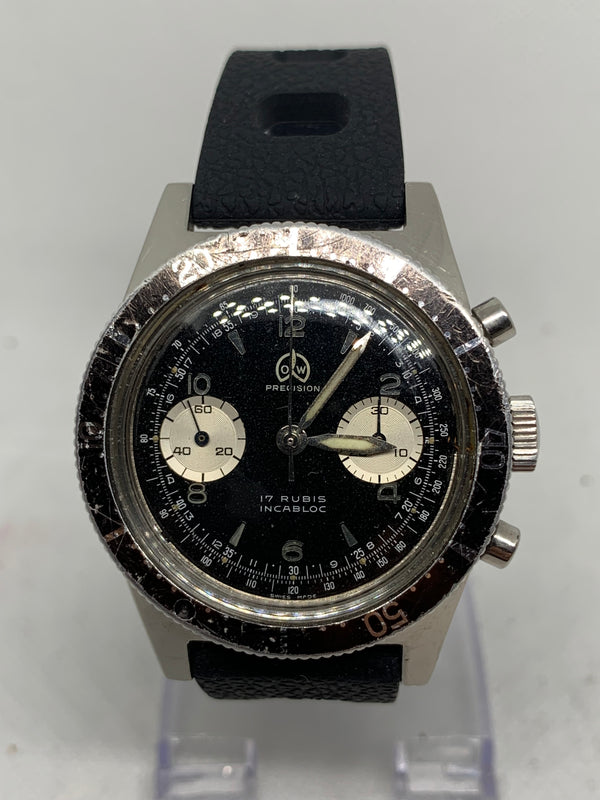 Ollech & Wajs Vintage 1960's Diver Chronograph 38mm Original Dial Rotating Bezel