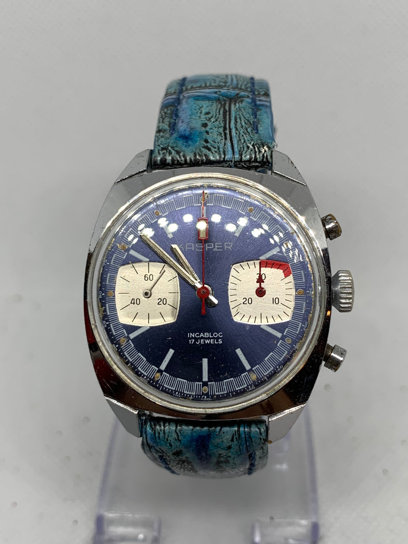 Kasper Valjoux 7733 Chronograph Blue Dial