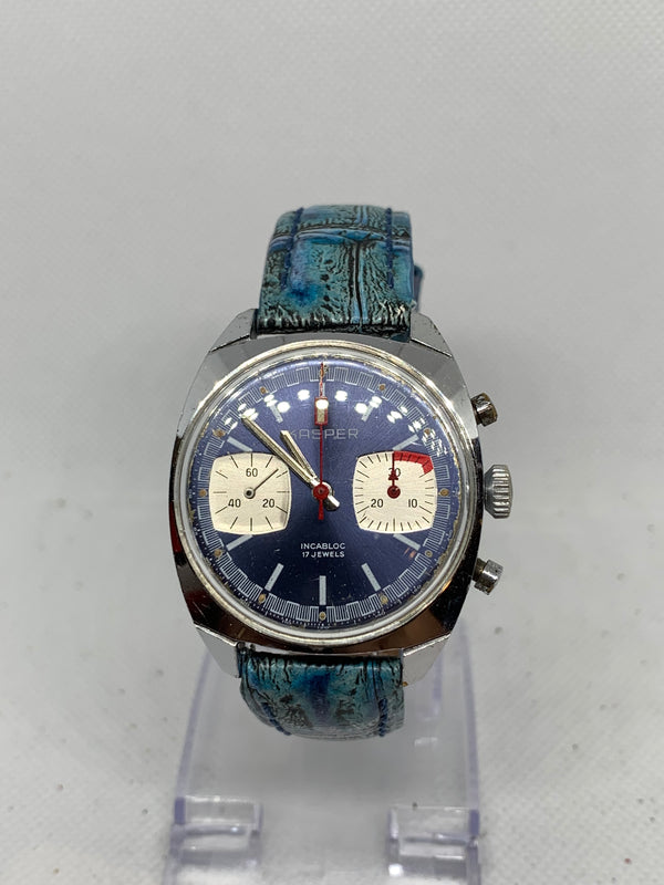 Kasper Valjoux 7733 Chronograph Blue Dial