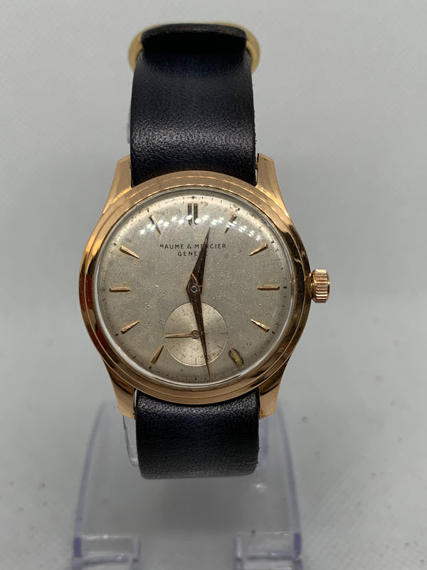 Baume & Mercier Rare Vintage 1940s Calatrava 18K Solid Pink Rose Gold Watch Fixed Lugs